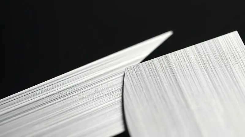 Comparativo em close-up da lâmina de um espeto de aço inox versus um de alumínio, destacando a textura do material.