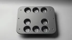 Uma forma para cupcake profissional de 12 cavidades em metal antiaderente, apresentada com iluminação de estúdio para um guia completo de compra.